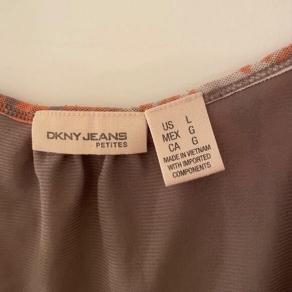 Y2K DKNY Jeans Petites Ruffle Tank Top Large Animal Print Sheer Mesh Bratz 2000s - Picture 3 of 7